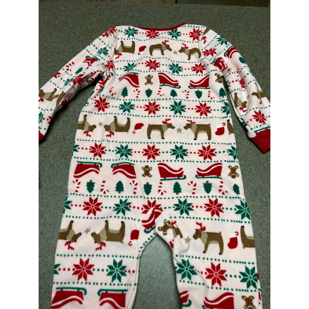 Christmas Carter's fleece footie pajamas 24 months NWT‎ Pink/Red/Green - Picture 5 of 6